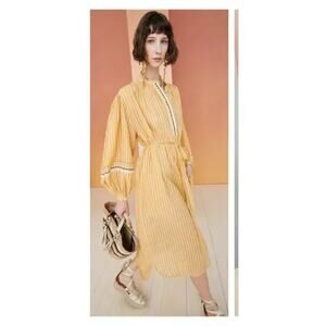 NWT ULLA JOHNSON Rabea striped cotton midi dress Size 8